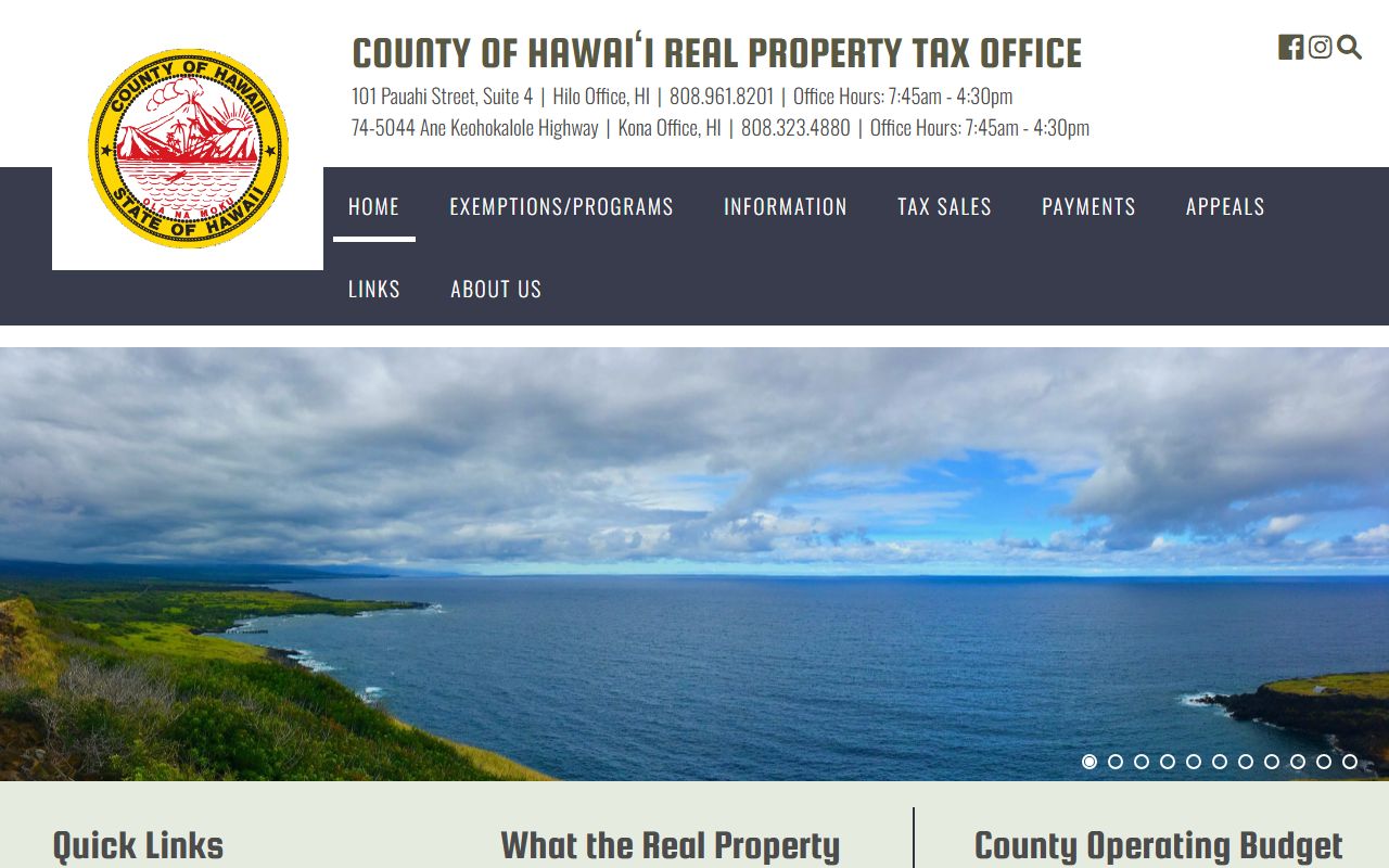 Hawaii County Real Property Tax Office website for Big Island property records