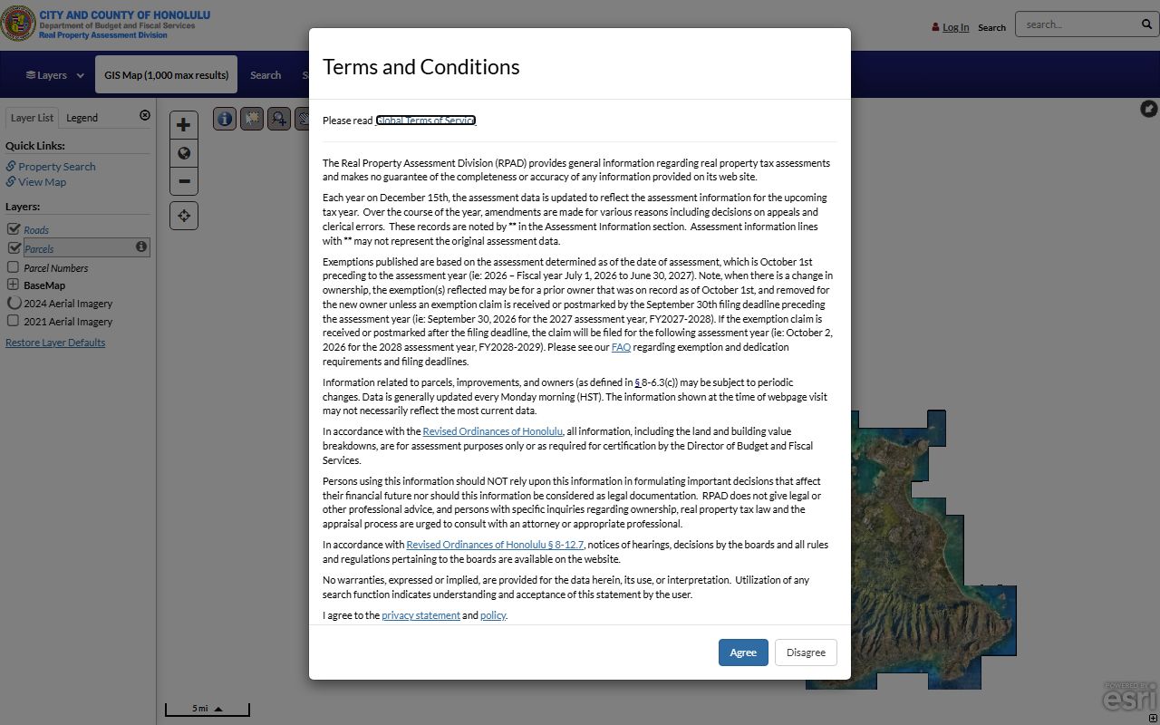 Honolulu County GIS maps and parcel search tool for Hawaii property records