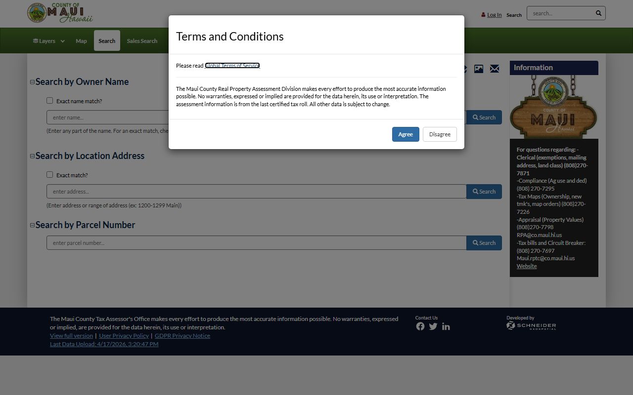 Maui County property records search portal for Kihei parcel lookups and assessment data