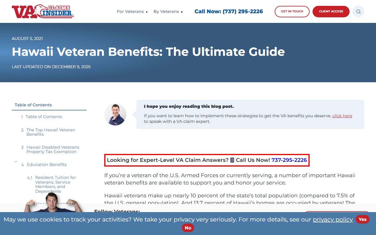 Hawaii veteran benefits guide for Schofield Barracks area property tax exemptions and military housing records